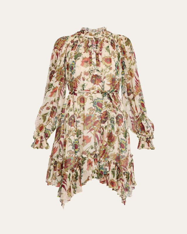 Anais Printed Silk Chiffon Tie-Waist Dress